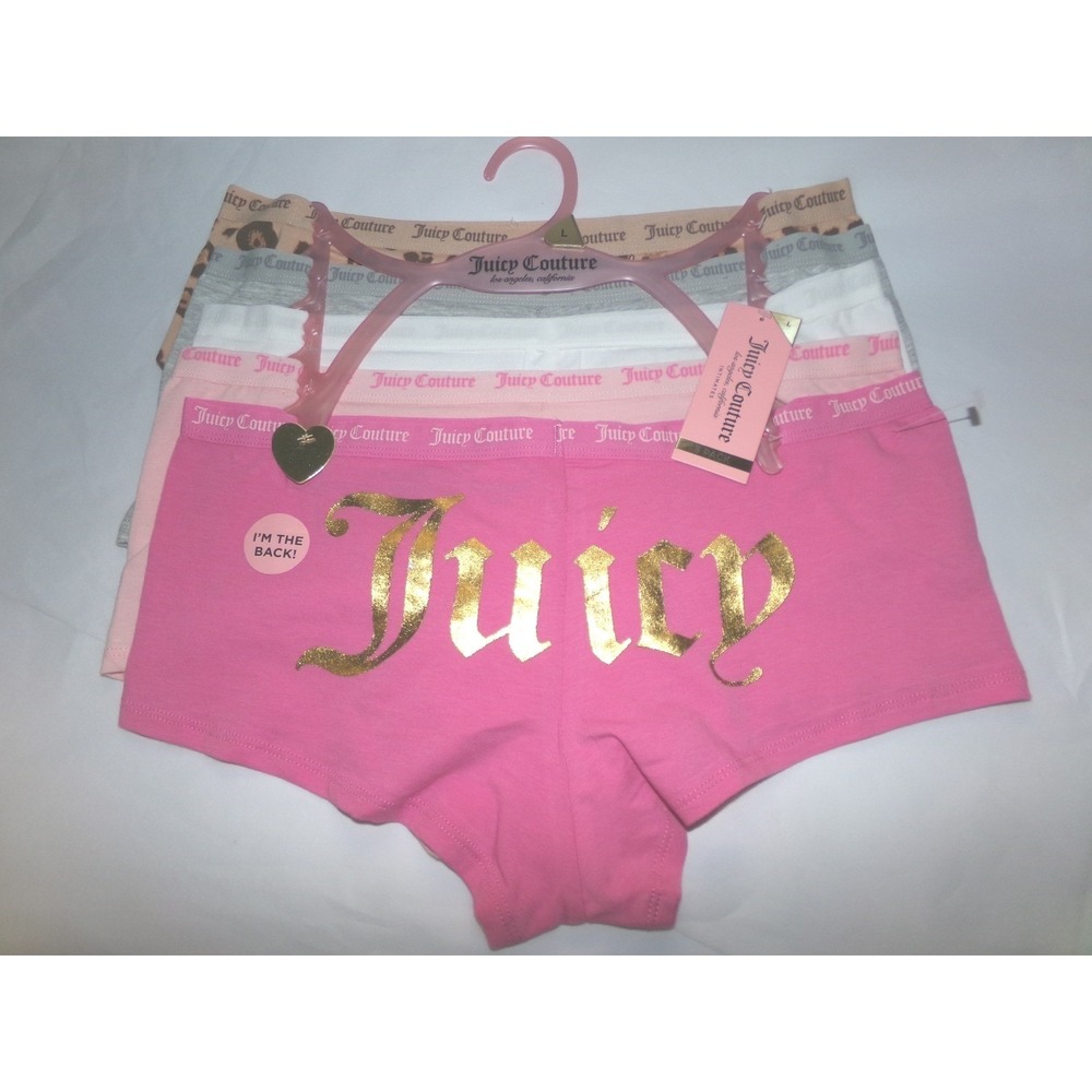 Juicy Couture Womens 5 Pack SZ LRG Boyshort Underwear~ASSORTED~NWT